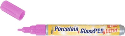 KREUL Glitter Roze Glas- en Porseleinstift - Porcelain+GlassPen Glitter 160 °C