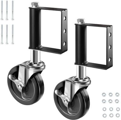 OmGoods - Dailygoody - Spring Loaded Gate Wheels - Rubber Caster - Shock Absorptie - Zwart - Heavy Duty - Perfect voor Poorten - 100mm