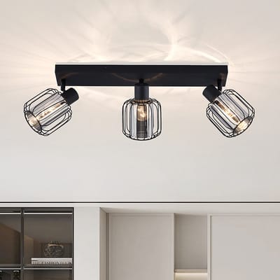 3-lichts plafondlamp met smoke glas en draaibare spots - Diya
