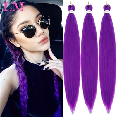 LM 3-delig Synthetisch 30-inch Gevlochten Paars Haar Paardenstaart Rumi Kostuum Kapsel Paardenstaart met Clips voor Meisjes Halloween Kerst