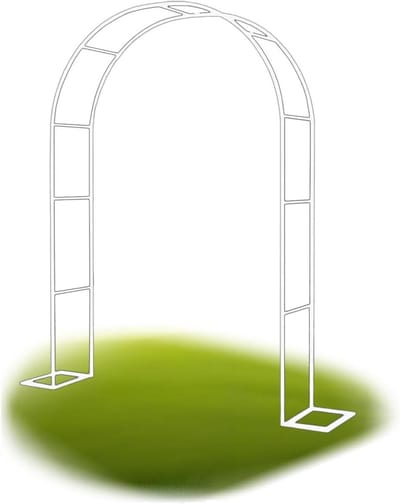 Tuindecoratie Rozenboog Prieel,Metalen Tuinboog Voor Klimplanten,Tuin Trellis Met Voet,bruilofts Decoraties Bogen,Ingangenrankrooster,Klimrek,Klimhulp,Patio,zwart,witte, Groen(White,180X220x40cm)