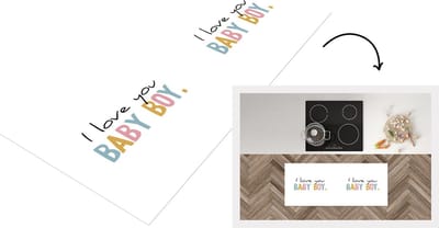 Keukenloper - Loper keuken - Quotes - Regenboog - Jongen - I Love You Baby Boy - Zoon - Spreuken - 120x50 cm - Keukenloper vinyl