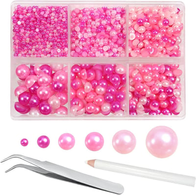 5000 Stuks Half Ronde Flat Back Parels Roze Hars Halfkralen ABS Cabochons 2mm tot 8mm voor Creatieve DIY Sieraden en Ambachten