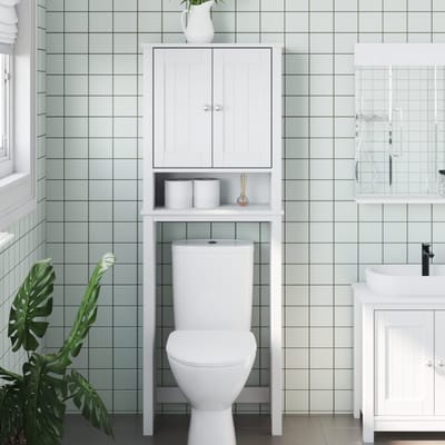 Vidaxl Meuble au-dessus des toilettes Berg, Blanc, 60x27x164,5 cm, En bois