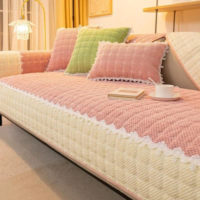 Verdikken Sofa Hoes Warme Corduroy Wit Brede Rand Antislip Sofa Kussen Sofa Handdoek Bankhoezen voor Huis Woonkamer Decoratie 70x70cm 1pcs