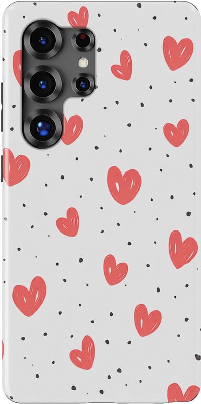 Tough Hoesje met Hartjes Samsung Galaxy S25 Ultra | Little Love Tough Case Geschikt voor Mag | Hartjes Print Backcover Samsung Galaxy S25 Ultra Cherry Hearts
