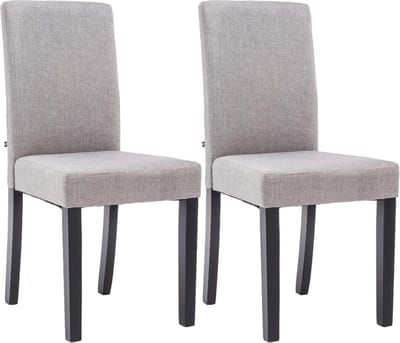 CLP Ina Set van 2 Eetkamerstoelen - Zonder armleuning - Hout - Stof - licht grijs zwart