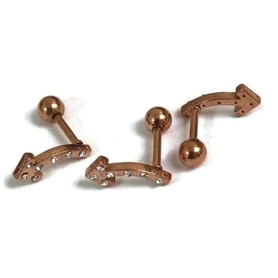 Aramat Jewels | Piercings | Rosékleurige Piercing Piercing - oorpiercing | Pijltje-Rechts-12x5.5mm | |10mm | Staal | Volwassenen | Verkleurd niet