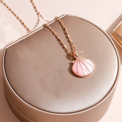 Ketting met hanger Schelp rose ketting goudkleur