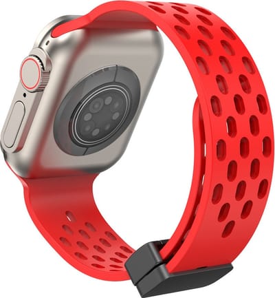 Siliconen bandje - geschikt voor Apple Watch series 1/2/3/4/5/6/7/8/9/10/11/ SE (1,2,3) / Ultra (1,2,3) met maat 44 mm / 45 mm / 46 mm / 49 mm - Rood