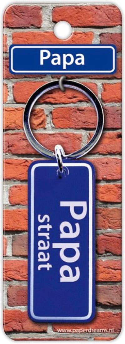 Paper Dreams Sleutelhanger Straatnaam Papa 9 Cm Staal Blauw
