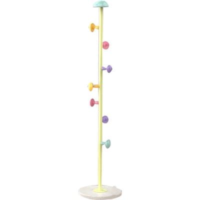 Standaard Hanger Rek Metaal 7 Haken Verwijderbaar Huishoudelijk Staande Jashaak voor Slaapkamer Frisgeel Fresh Yellow 167cm beige