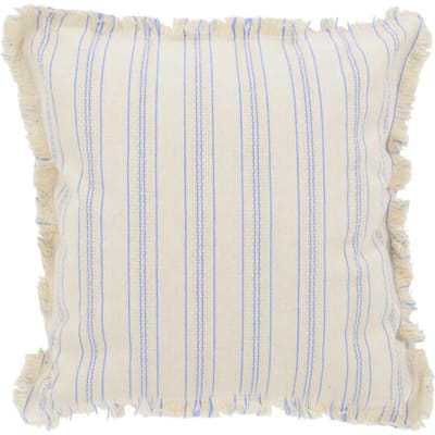 NOVÉE Yuna stripe blauw | 45 x 45 cm | kussenhoes | katoen/linnen