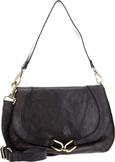 CAMPOMAGGI Leren Schoudertas Shoulder Bag Grigio Antraciet