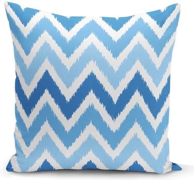 Kussensloop - kussenhoes - Sierkussenhoes - hoes voor sierkussens - Blauwe Zigzag - 45x45 - Aan beide zijden bedrukt