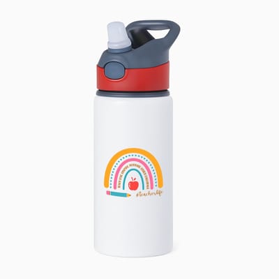 Hacebo® - Docent cadeau - waterfles met rietje rood - Meester en juffen cadeau - de beste leraar/lerares - verjaardagscadeau - verjaardag - cadeau - afscheidscadeau - geschenk - leuke cadeau - kado - gift - juffendag - water fles - 650ML