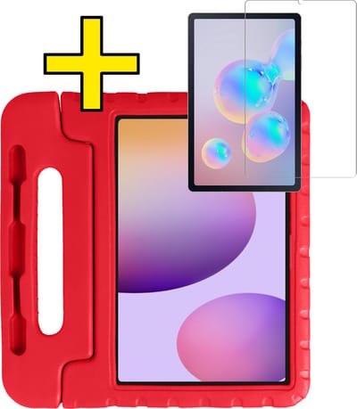 Hoes - Geschikt voor Samsung Galaxy Tab S6 Lite - Met Screenprotector - Kinderhoes Shockproof Bumper - Kidsproof Case - Tablet Hoesje - Kinder Hoesje Cover - Rood