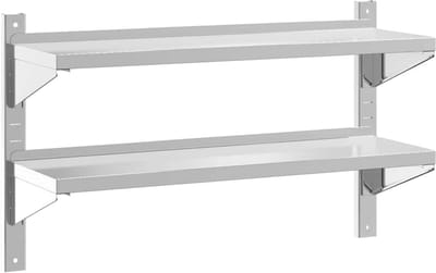 Wandrek 2-laags - Plank Muurplank - Opbergen en Decoreren - Verhoogde Randen - 100x30x60 cm - Zilver