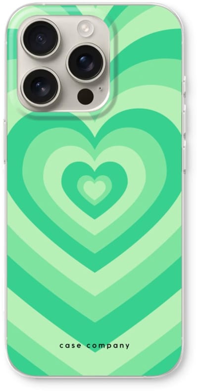 Case Company® - Hoesje geschikt voor iPhone 16 Pro hoesje - Hart Groen - Soft Cover Telefoonhoesje - Bescherming aan alle Kanten en Schermrand