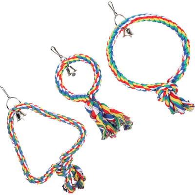 3 stuks set Katoen Touw Vogel Schommel Speelgoed Papegaai Twee Stijlen Kooi Zitstok Standaard Hangende Schommels Speelgoed blue