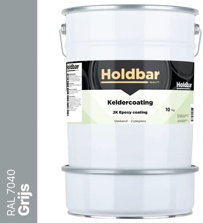 Holdbar Keldercoating Grijs (RAL 7040) 10 kg - Kelder waterdicht maken - Alle Kleuren - Kelder Epoxy - Krasvast - Eenvoudig reinigbaar - Vochtregulerend - 2 Componenten