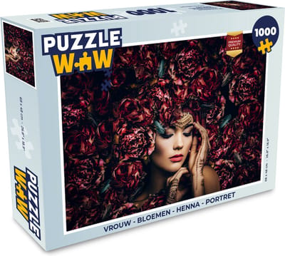 Puzzel Vrouw - Bloemen - Henna - Portret - Legpuzzel - Puzzel 1000 stukjes volwassenen