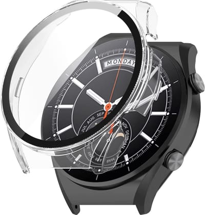 Strap-it Hard case bescherming - Stevig PC hoesje met glasplaat geschikt voor Xiaomi Watch S1 - transparant