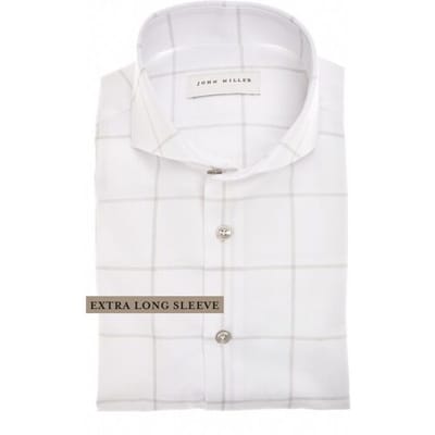 John Miller Overhemd Extra Long Sleeve 7 Easy Care Cotton Large Check Mouwlengte 7 Wit / male
