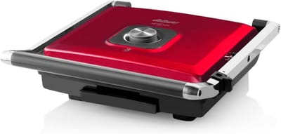 Grill en Tosti Machine - Panini Pers - Lekker Lunchen - Verstelbaar Bovenlichaam - 2000 Watt - Rood-Grijs