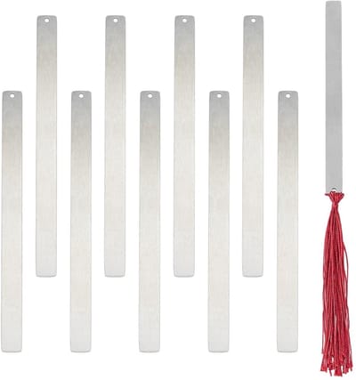 Dailygoods- Bladwijzers 10 Stuks - Roestvrij Staal - Gravure/Reliëf - Doe-Het-Zelf - Pagina Markers - 130 mm x 10 mm - Leeg Ontwerp - Pagina-marker