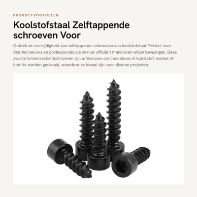 Dailygoods- Zeskantschroeven zwart - Zelftappende schroeven - Koolstofstaal - M1,7 x 4 mm - 200 stuks - Bevestigingselementen voor kunststof/hout/metaal