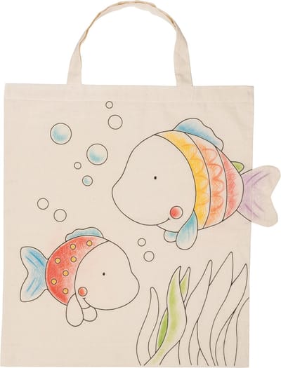GOKI Draagtas - Vissen - 38X42Cm - Om Zelf Te Kleuren - Katoen