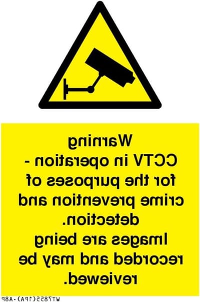 Waarschuwing CCTV Bord - Camerabewaking Sticker - Misdaadpreventie - Luchtbelvrij Plakken - 75 x 5 cm - Geel/Wit