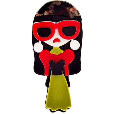 Acryl Draag Grote Oog -Brillen Dames Broches Voor Vrouwen Rode Jas Meisje Speld Lang Haar Ontwerp Acetaat Vezel Accessoires black