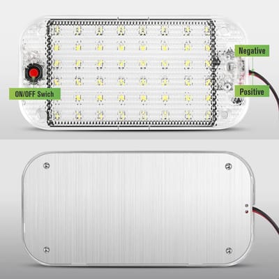 Led-daklampen voor auto, 12-85 V, 48 leds, zeer helder, plafondverlichting met onafhankelijke schakelaarknop, leeslamp voor camper, bestelwagen, caravan, 2 stuks