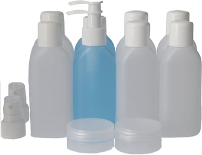 Reisflesjes Set Royal White - 2 Sets van 6 - Kunststof PE BPA-vrij - Navulbare Reisflesjes, Reisflacons Handbagage, Reisset Flesjes, Reisverpakking - Transparant en Wit