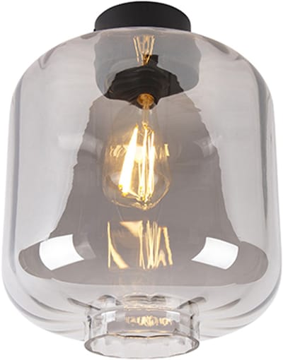 QAZQA qara - Design Plafondlamp - 1 lichts - Ø 250 mm - Zwart - Woonkamer | Slaapkamer | Keuken