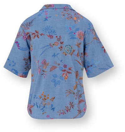 Pip Studio - Flora Pyjama t-shirt - Korte mouw Dames - Loungewear - Bodhi Flower - Blauw - XXL