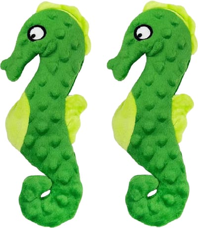 VEDIC® - Zeepaardje Groen Honden Knuffel - Piepspeelgoed - 2 Stuks - Geen pluche vulling - 26CM
