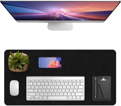 Multifunctionele Bureau Onderlegger 80 x 40 cm - Waterdicht PVC Leer, Gemakkelijk Schoon te Maken, Antislip Bureau Mat voor Thuis en Kantoor (Zwart)