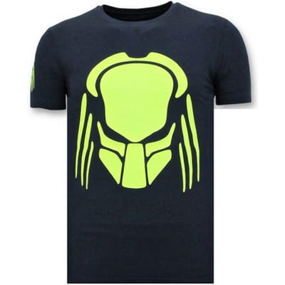 T-shirt Heren met Opdruk - Predator Neon Print - 6396BNW2 - Blauw