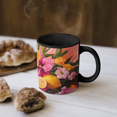 Magische Mok - Foto op Warmte Mokken - Koffiemok - Drink - Bloemen - Yellow - Magic Mok - Beker - 350 ML - Theemok