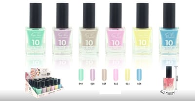 Easy Paris Cosmetics - Set met 6 Flesjes Pastel Nagellak - Groen - Lila - Beige - Roze - Geel - Blauw - Inhoud per flesje 15 ml. - Nummer B04