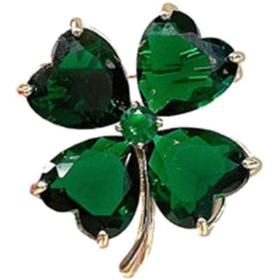 Lucky Grass Broche Klavertje Vier Vintage Smaragdgroene Kleur Broche Reversspeld Dames Bruiloft Pak Sieraden Accessoires groen
