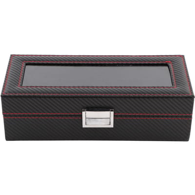 5 Sleuf Horlogebox Reizen Koolstofvezel Koffer Sieraden Display Opberging Verzamelaar Organizer gray