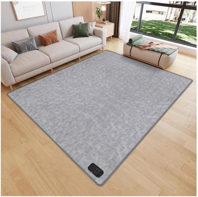 Verwarmd Vloertapijt - Verwarmingsmat Thermostaat - Comfortabele Warmte - Koolstofkristal Verwarming - 100x150cm - Grijs