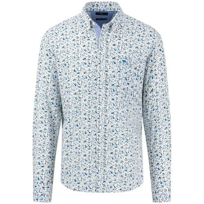 Fynch-Hatton Overhemd Abstract Floral Pattern Button Down Light Khaki / male