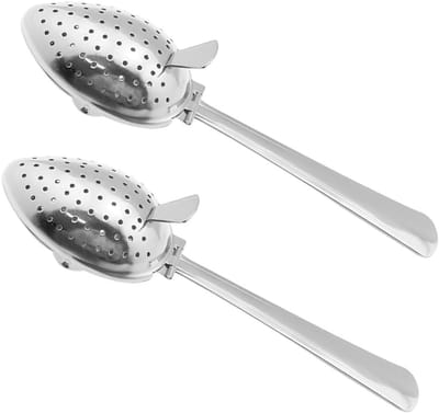 VHV - Theezeefje - Thee-ei - Theefilter - Set van 2 - RVS - Lange steel - Fijnmazig - Voor losse thee - Voor mok en theepot - Zilver