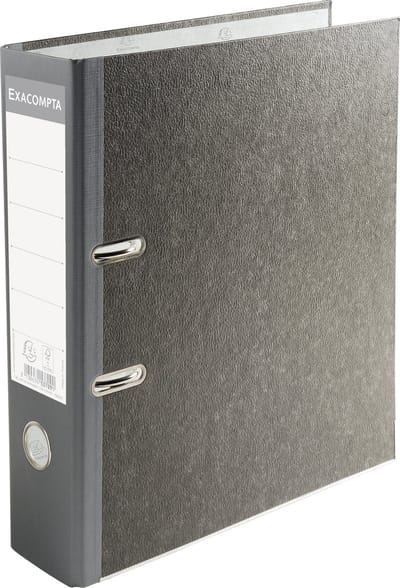 Exacompta 20x Prem'Touch® Ordner met hefboom- rug 80mm - A4 - Grijs-Grijze rug - 53709E