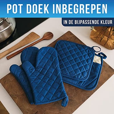 Ovenwanten en Pannenlappen Set - Gerecycled Katoen in Diverse Kleuren